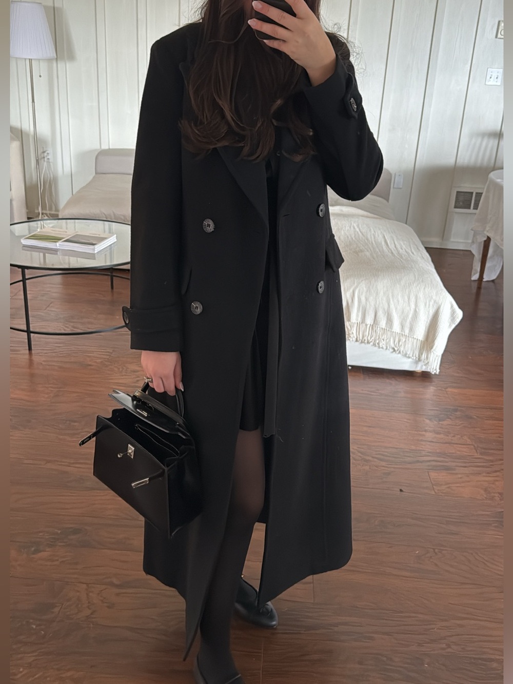Avec les files back sinched wool coat